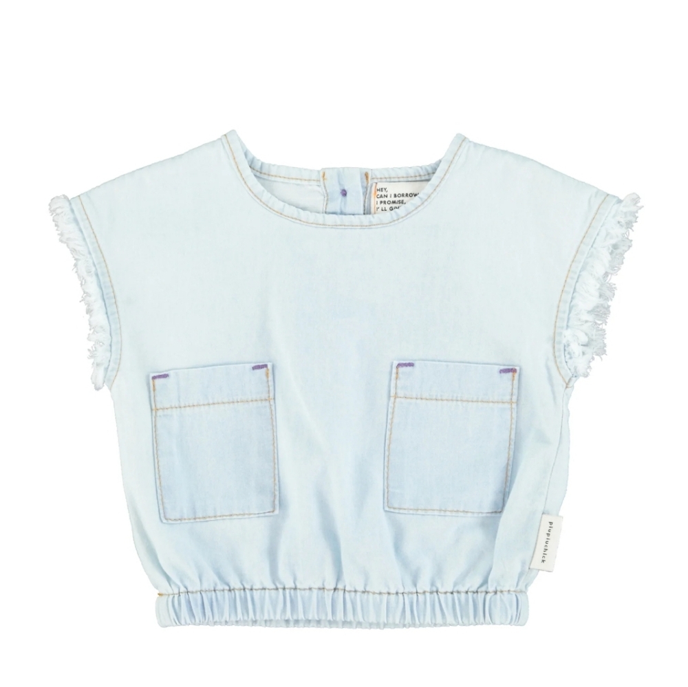 Piupiuchick Chambray Fringe Pocket Vest